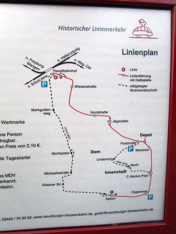 Linienplan der Naumburger Straßenbahn