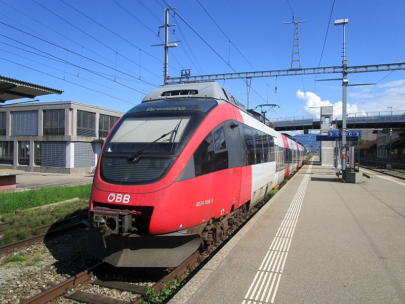 Talent-Triebzug der ÖBB nach der Ankunft im St. Margrethen