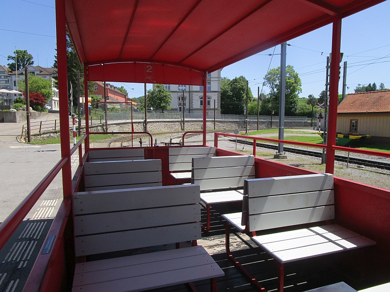 Im Aussichtswagen der Zahnradbahn von Gais nach Altstätten