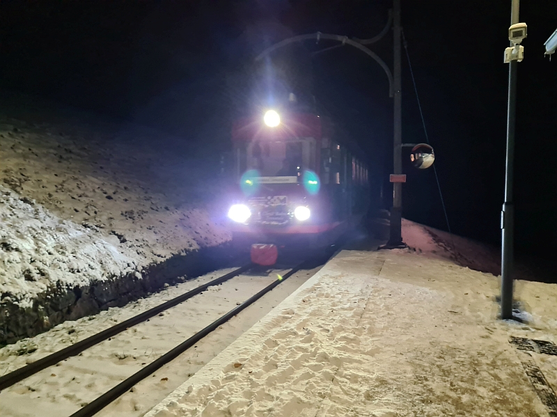Einfahrt der Rittner Bahn in Wolfsgruben